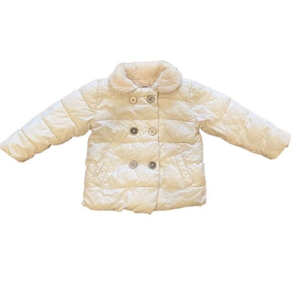 Old Navy Puffer Pea Coat Cream Size 4T - Picture 1 of 8